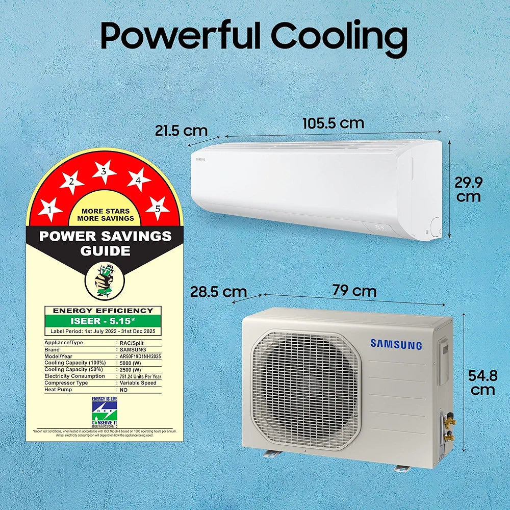 SAMSUNG AC 1.5TON 5STR INV AR50F19D15HNNA SAMSUNG AC 1.5TON 5STR INV AR50F19D15HNNA